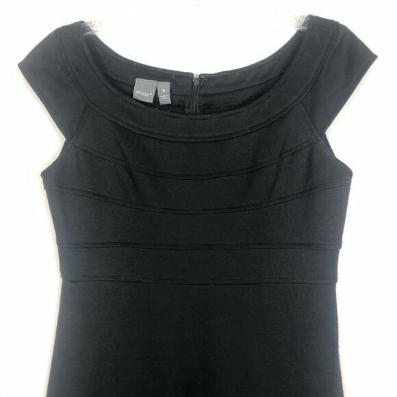 Muse Black Sleeveless Party Cocktail Bodycon Dress Size 8 - Picture 3 of 8